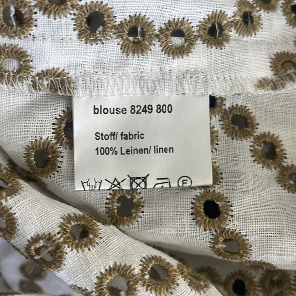 NEW Maison Common Eyelet Embroidered Linen Puff Sleeve Blouse Luxury - Picture 5 of 5